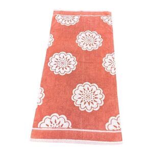 Whimsy Floral Vintage BOHO MCM Bath Towel Coral Pink 28" X 54" Cottage Core